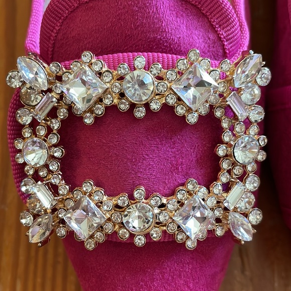 NEW CHASE + CHLOE FAUX SUEDE VANDERPUMP FLATS WITH EMBELLISHED BUCKLE VICI - Picture 3 of 5